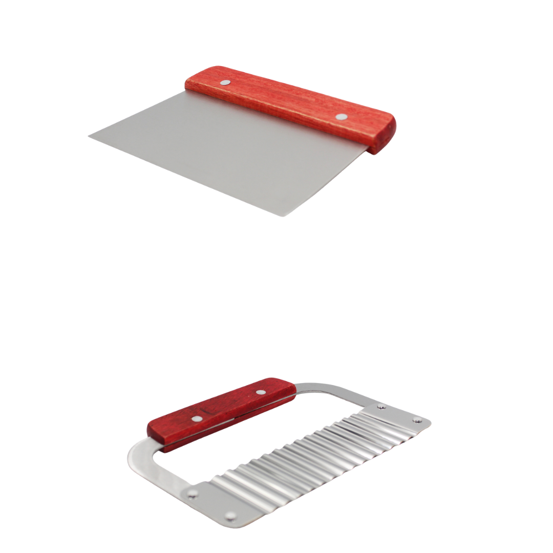 Straight & Wavy Soap Cutter Set – 2-Piece Stainless Steel with Wood Handles