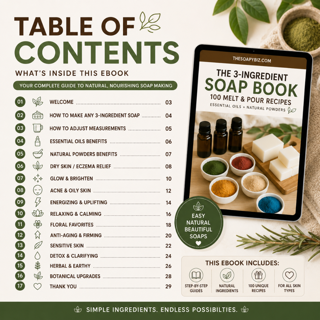 100 Easy Melt & Pour Soap Recipes Using Essential Oils + Natural Powders (Digital Download)