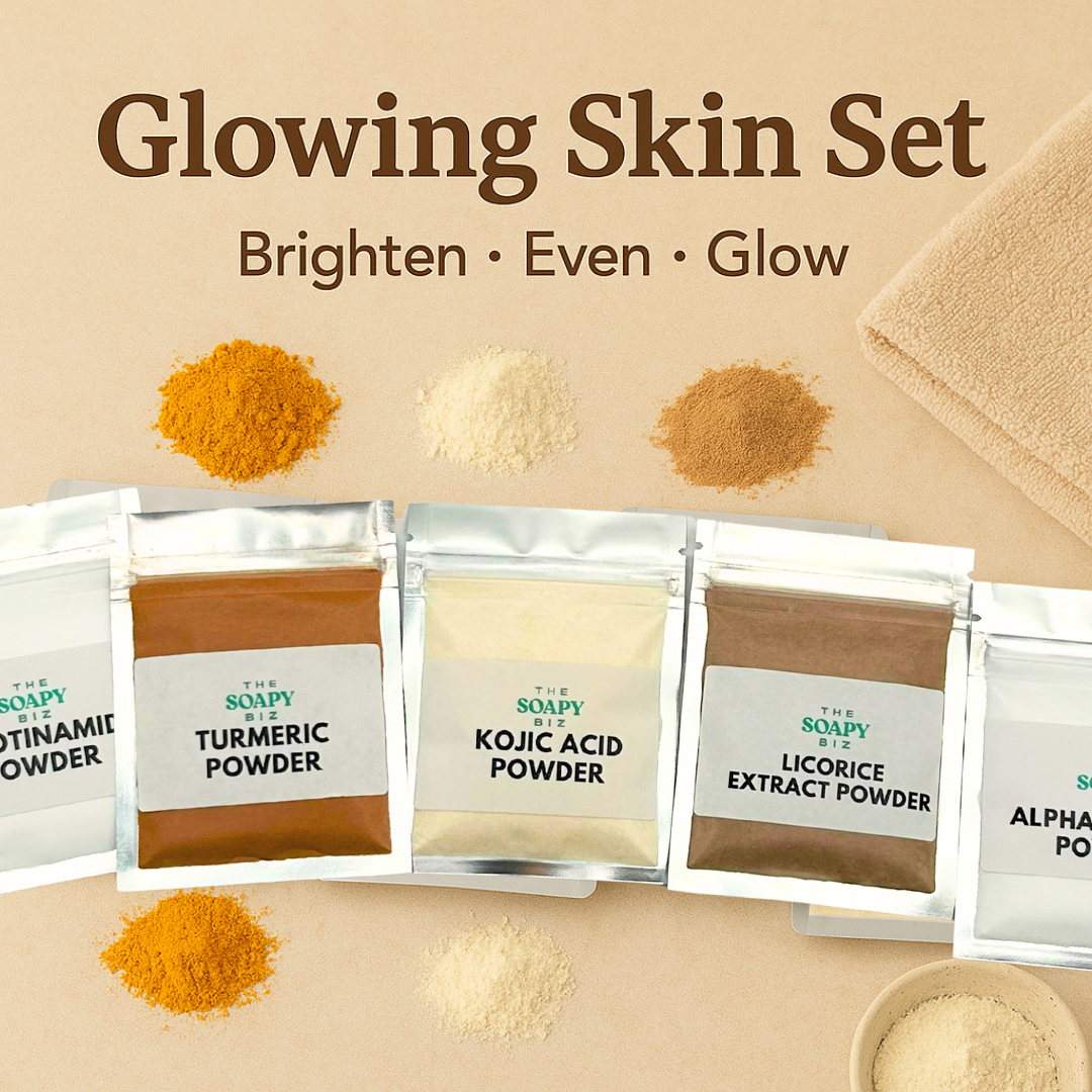 Glowing Skin Soap Kit – DIY Bars with Turmeric, Kojic Acid, Licorice, Alpha Arbutin & Niacinamide