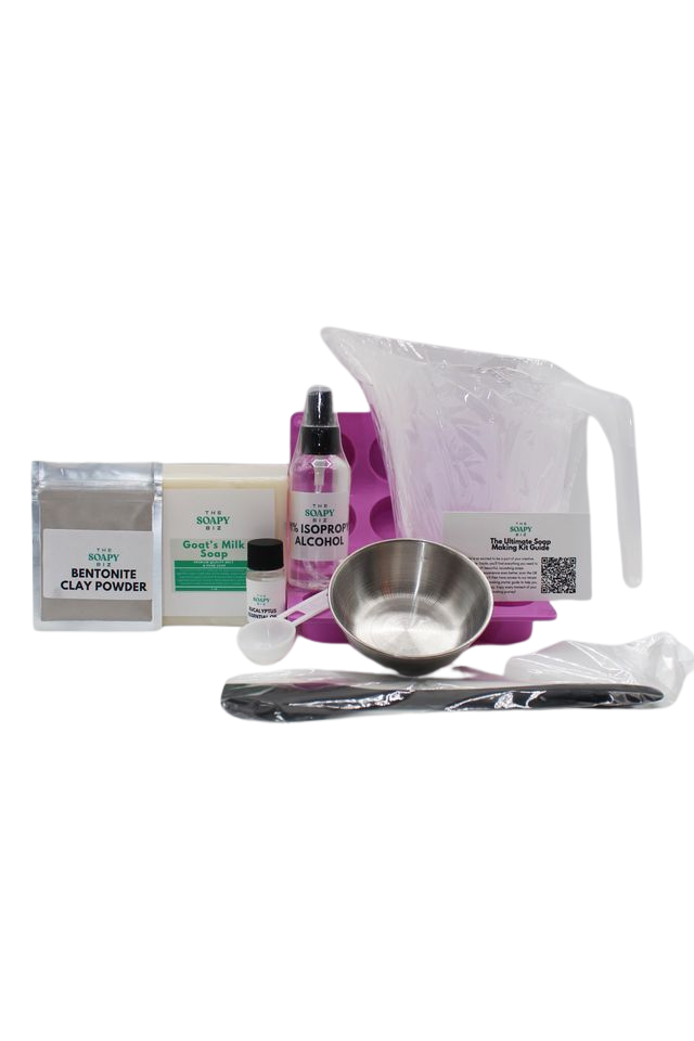 Bentonite Clay Detox Soap Kit – Goat Milk Base with Eucalyptus Oil & Mold