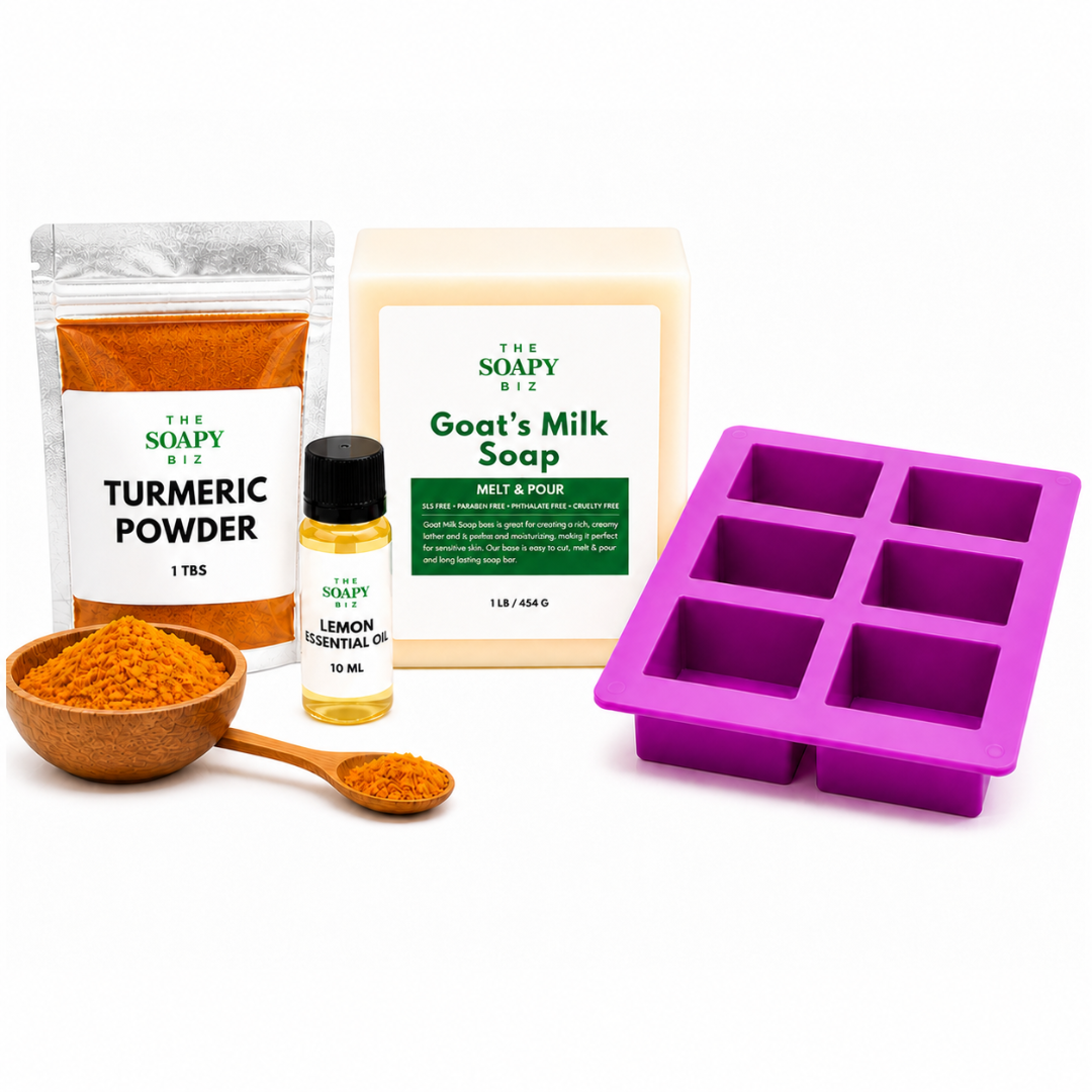 Turmeric & Lemon Oil Goat’s Milk Soap Making Kit – DIY Melt & Pour Goat’s Milk Soap Kit for Beginners