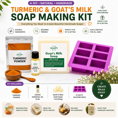 Turmeric & Lemon Oil Goat’s Milk Soap Making Kit – DIY Melt & Pour Goat’s Milk Soap Kit for Beginners
