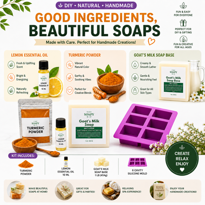 Turmeric & Lemon Oil Goat’s Milk Soap Making Kit – DIY Melt & Pour Goat’s Milk Soap Kit for Beginners