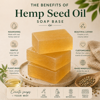 Premium Hemp Seed Oil Soap Base – DIY Melt & Pour Soap Base for Handmade Soap Making