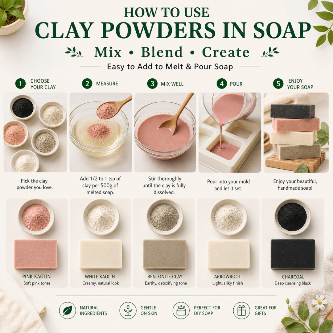 Balancing Clay Powders Set – DIY Soap Making & Self-Care Clay Powder Kit for Beginners