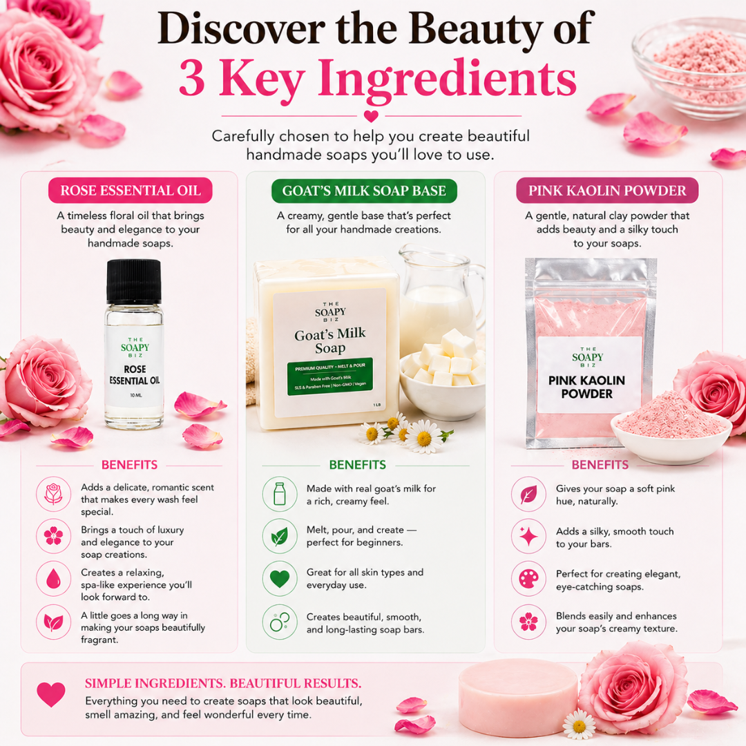 Rose & Chamomile Soap Making Kit – DIY Melt & Pour Goat’s Milk Soap Kit for Beginners