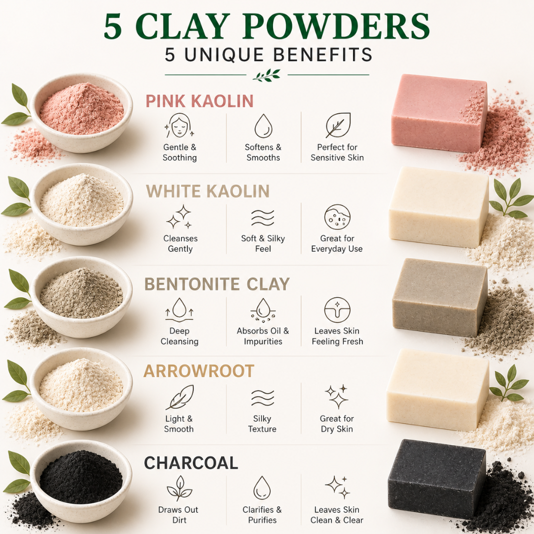 Balancing Clay Powders Set – DIY Soap Making & Self-Care Clay Powder Kit for Beginners