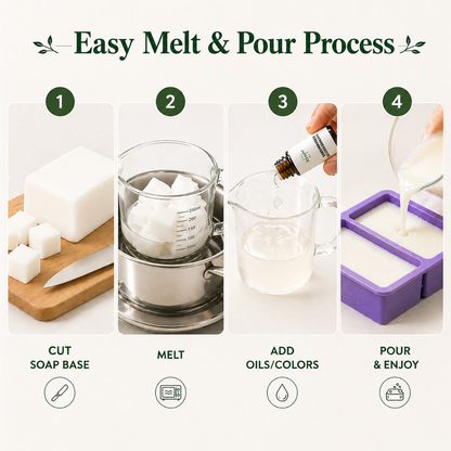 Goat’s Milk Soap Base Set with Lavender Essential Oil – DIY Melt & Pour Soap Making Bundle for Beginners