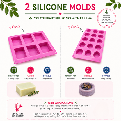 11-Piece Soap Making Kit with Goat’s Milk Soap Base, Essential Oils, Color Powders & Silicone Molds – DIY Melt & Pour Soap Kit for Beginners