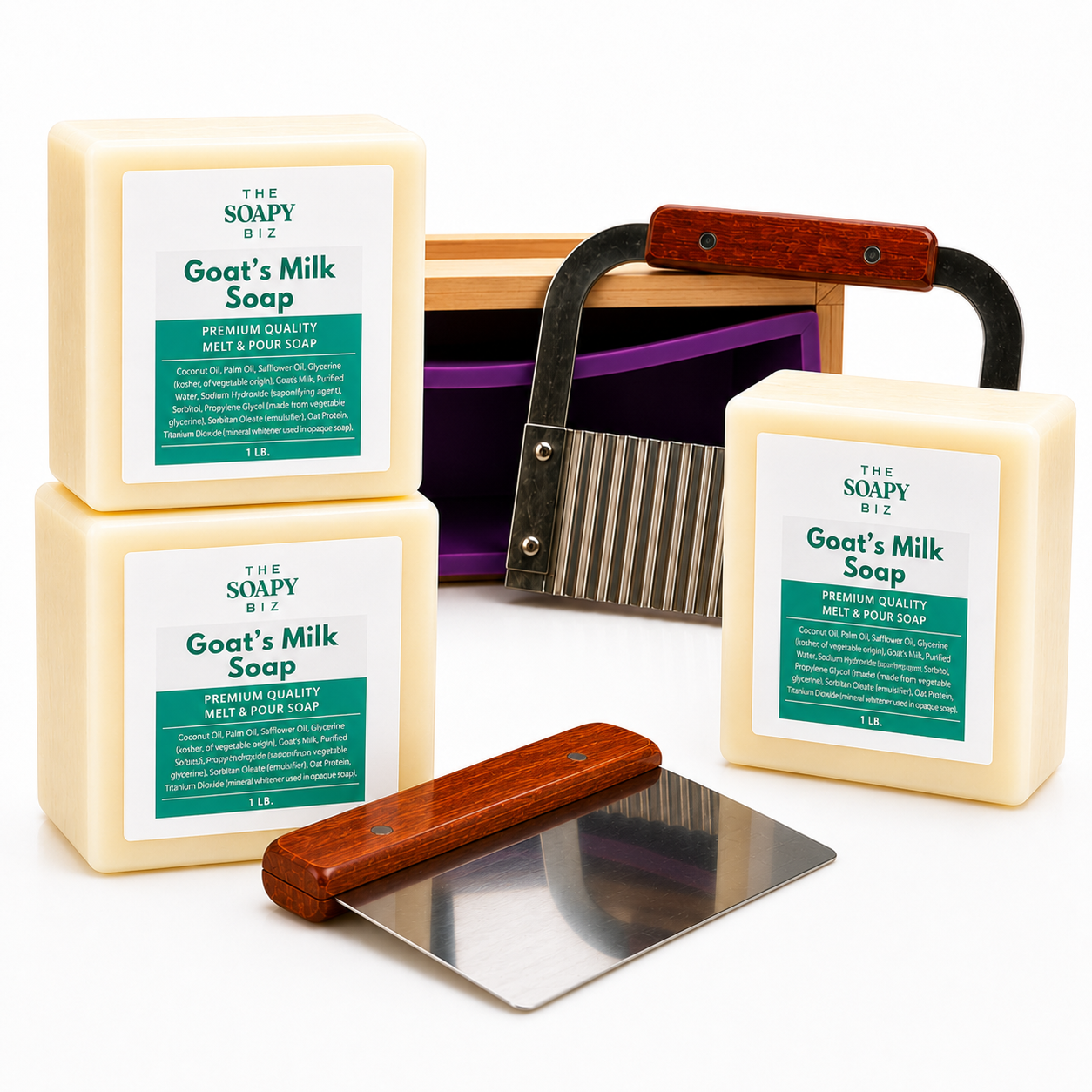3 lb Soap Making Kit – Goat’s Milk, Silicone Mold & Soap Cutters