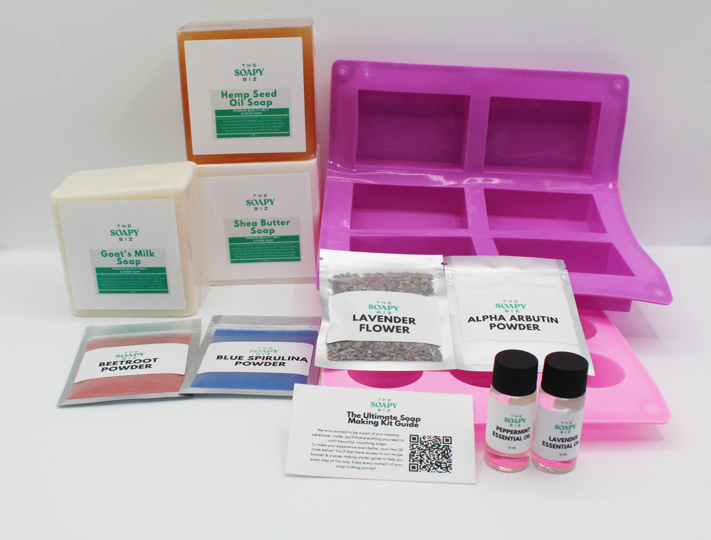 Frosted Lavender Soap Making Kit – Shea Butter, Goat's Milk, Hemp Seed Oil Soap Base with Peppermint & Lavender Oils