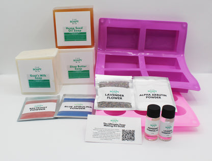 Frosted Lavender Soap Making Kit – Shea Butter, Goat's Milk, Hemp Seed Oil Soap Base with Peppermint & Lavender Oils