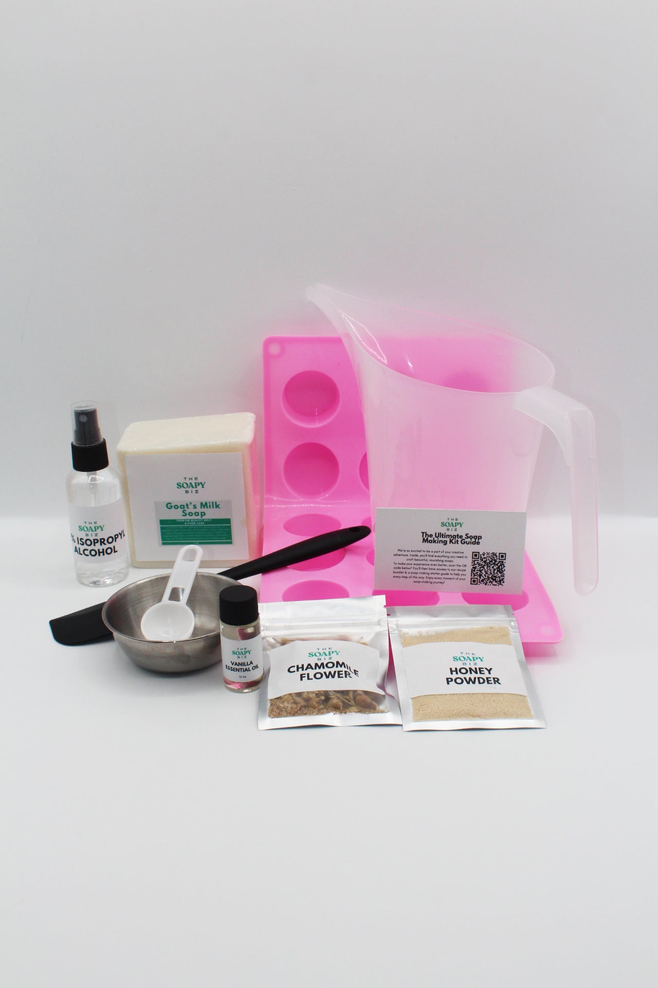 Cozy Honey Vanilla Comfort Soap Making Kit– Goat Milk Base with Honey Powder & Vanilla Oil and Chamomile Flowers