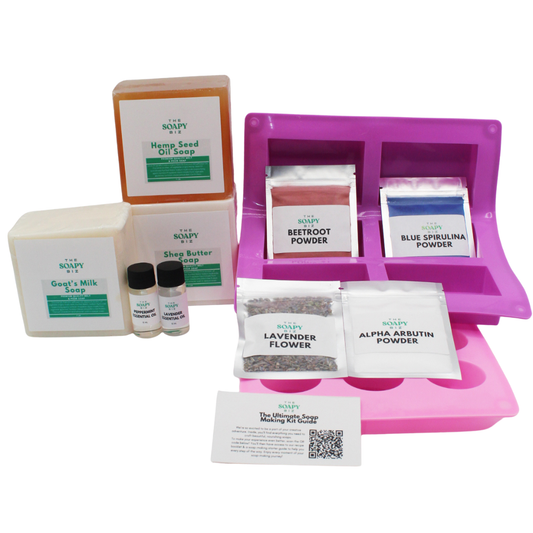 Frosted Lavender Soap Making Kit – Shea Butter, Goat's Milk, Hemp Seed Oil Soap Base with Peppermint & Lavender Oils