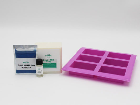 Blue Spirulina & Lavender Glow Bar | DIY Goat Milk Soap with Essential Oil, Powder & Mold
