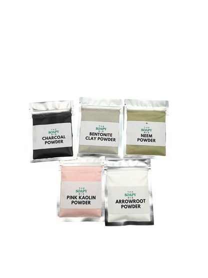 Detox & Clarifying Soap Kit – DIY Bars with Charcoal, Clay, Neem, Arrowroot & Pink Kaolin