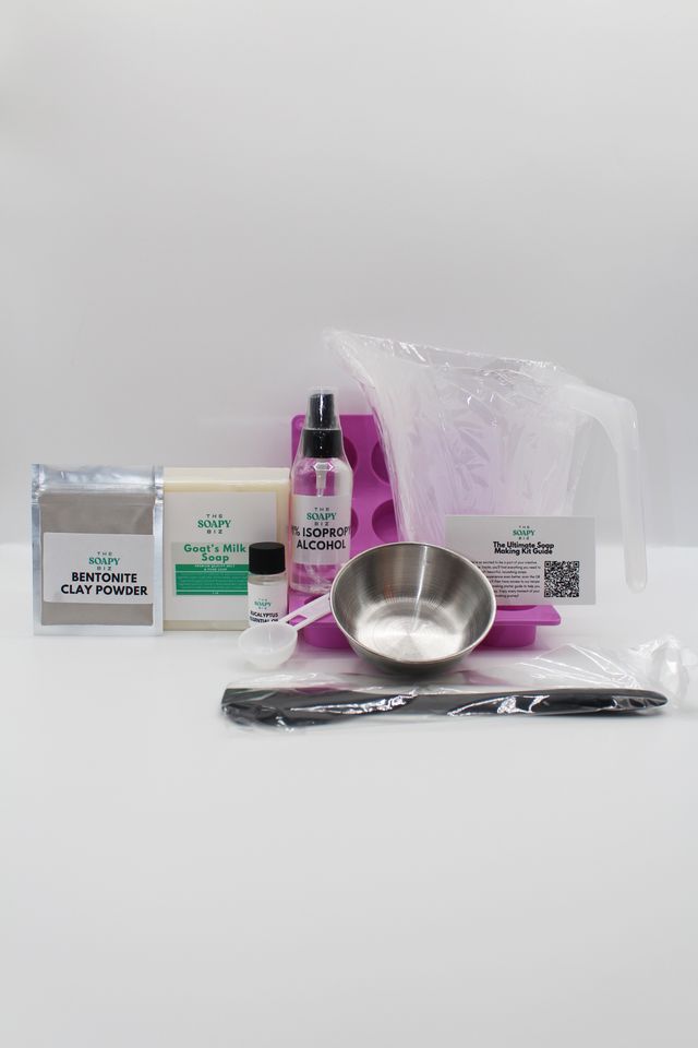 Bentonite Clay Detox Soap Kit – Goat Milk Base with Eucalyptus Oil & Mold