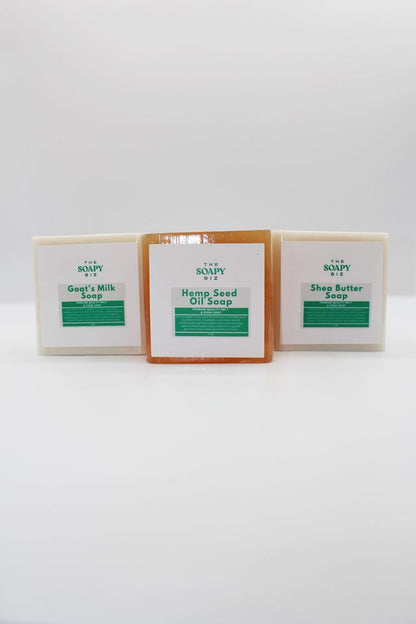 Natural Soap Trio Kit – Hemp Seed, Goat’s Milk & Shea Butter Bars for Hydrating Skincare